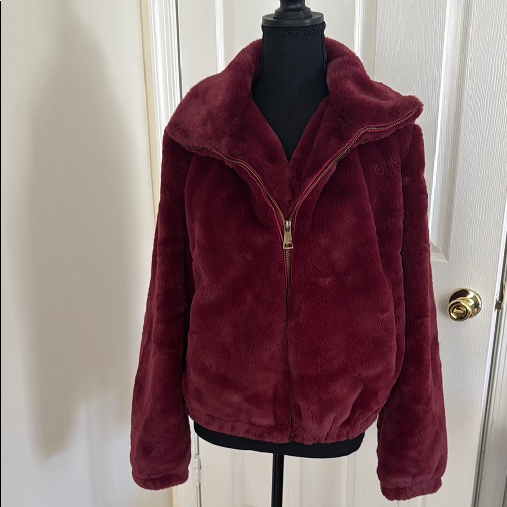Urban Outfitters Plush Burgundy Women's Jacket S